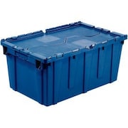 MONOFLO INTERNATIONAL Global Industrial„¢ Plastic Shipping/Storage Tote w/ Attached Lid, 21-7/8"x"15-1/4"x12-7/8", Blue DC-2115-12BLUE